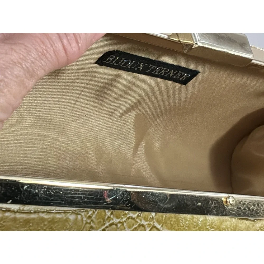 Bijoux Turner Alligator/crocodile Look Gold With Goldtone Strap Evening Bag